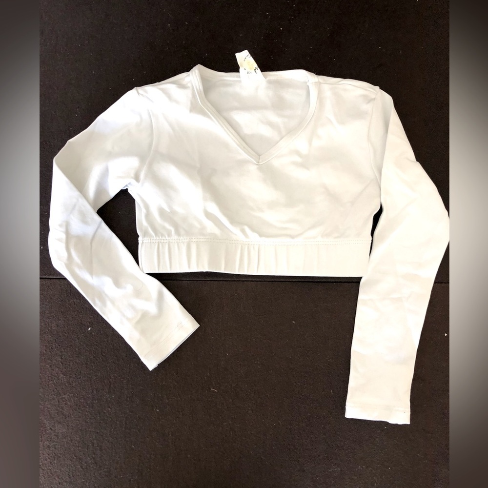 Body Wrappers White Long Sleeve Crop atop